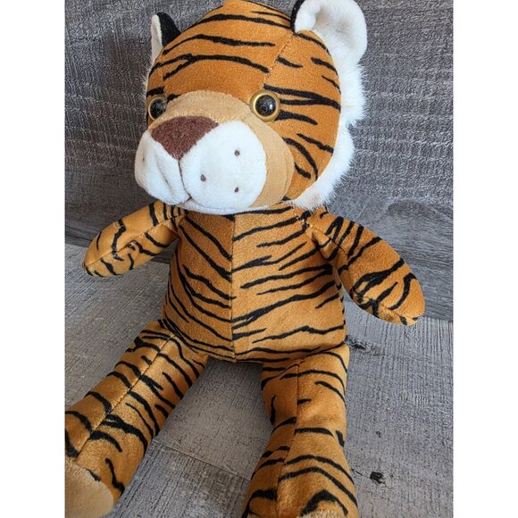 Plush Appeal LLC 11" Sitting Tiger Orange Stripes Blue Eyes Stuffed Animal b227 - Picture 4 of 7